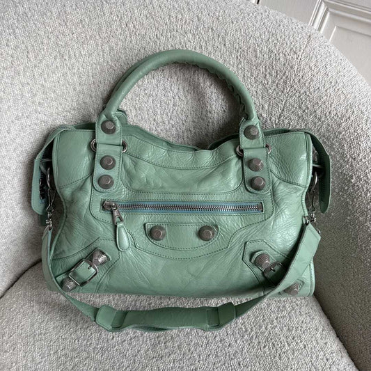 2009 Balenciaga The Giant City 21 Leather Mint Green Bag