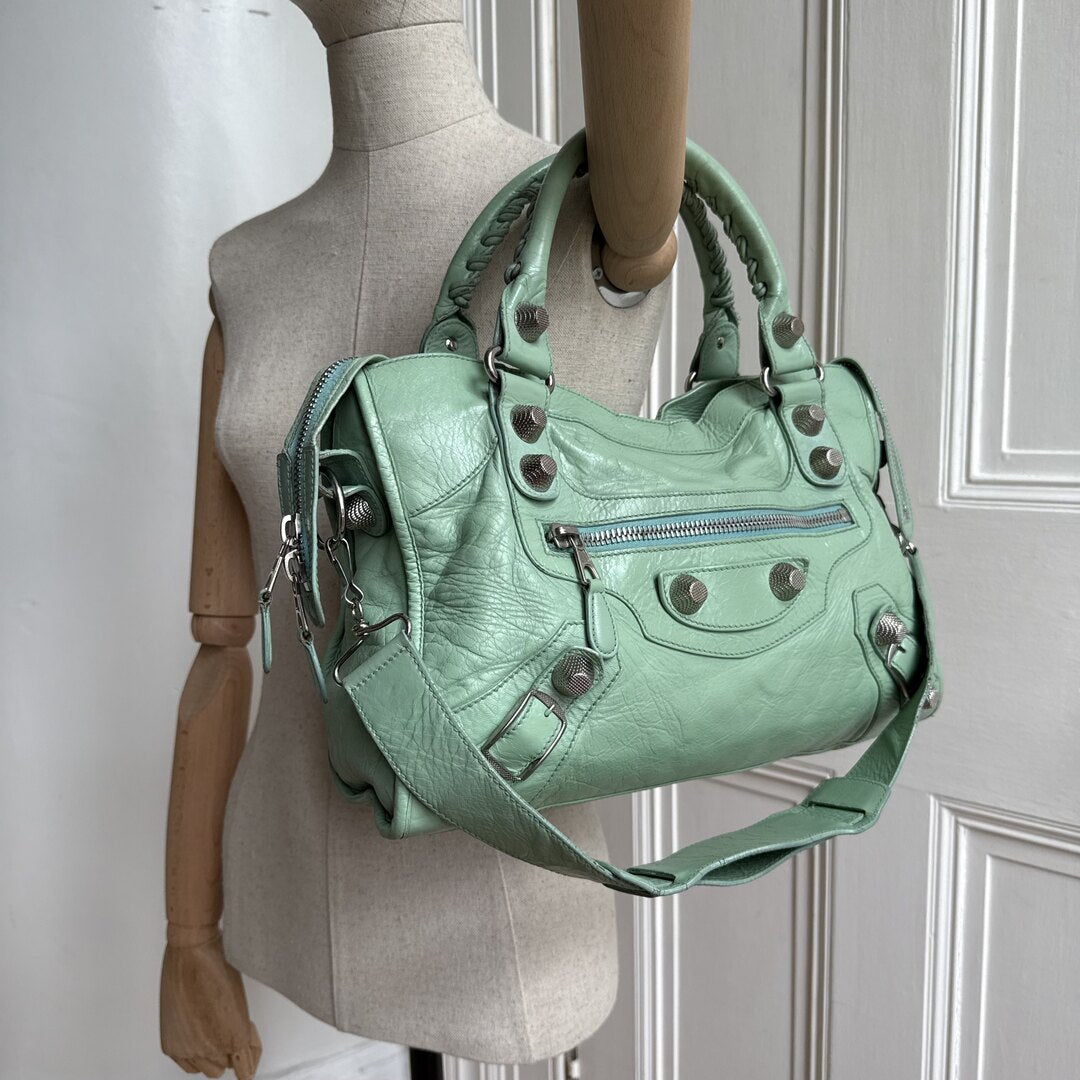 2009 Balenciaga The Giant City 21 Leather Mint Green Bag