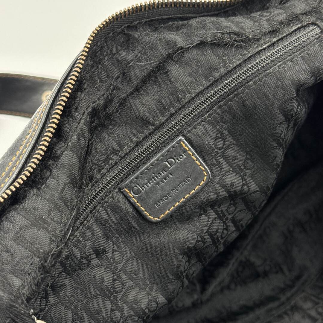 2007 Dior Gaucho Double Saddle Black Leather Shoulder Bag