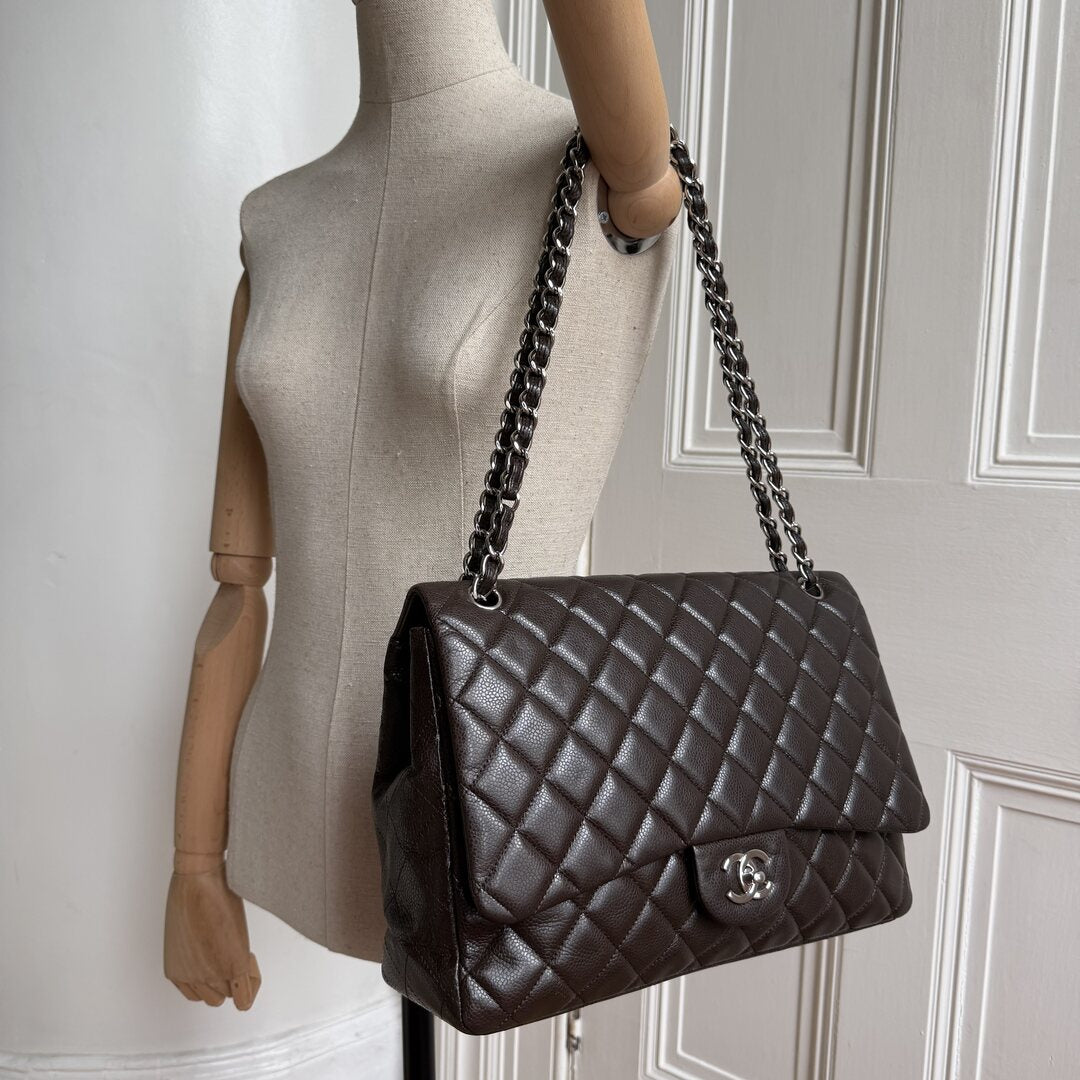 2010 Chanel Classic Jumbo Brown Flap Brown Shoulder Bag