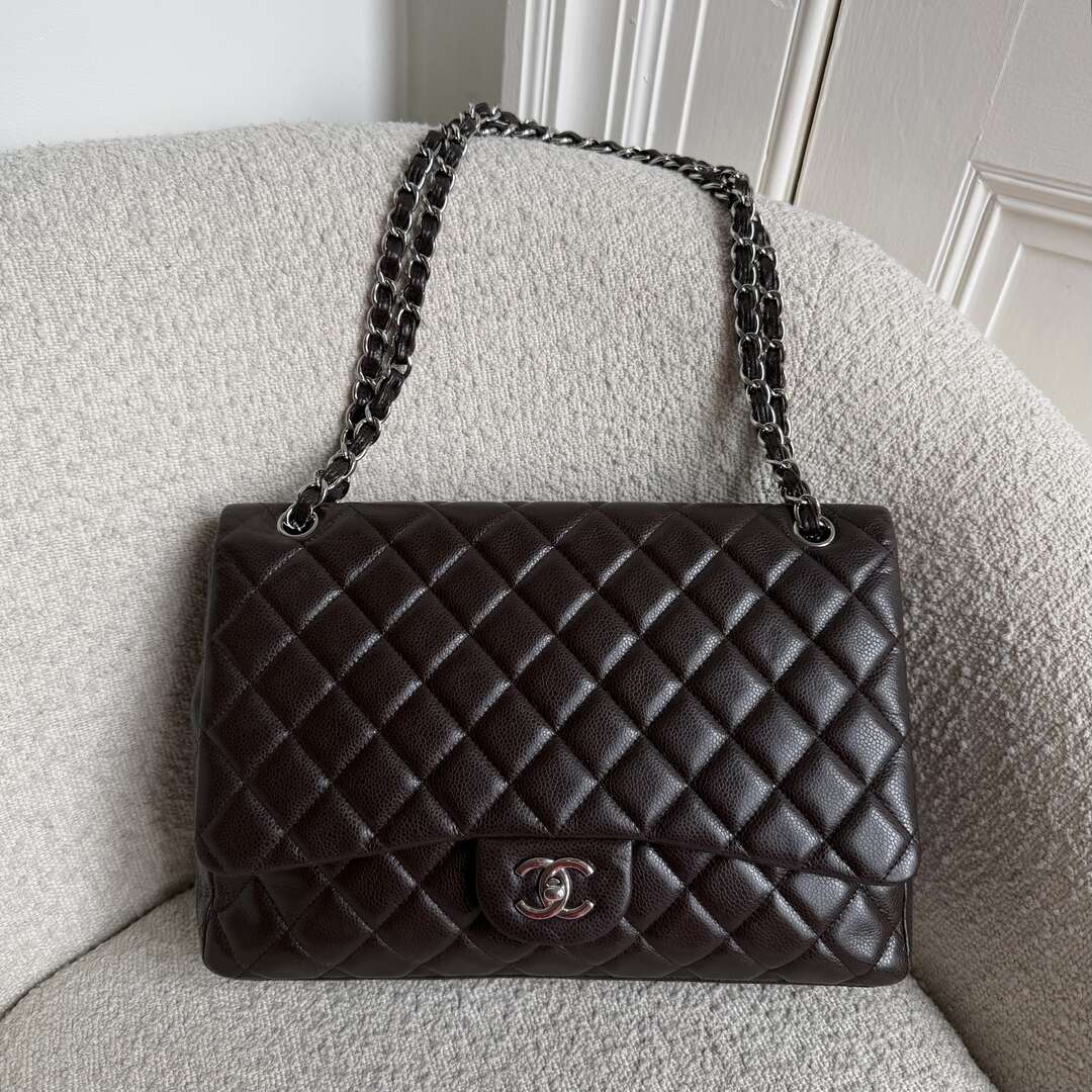 2010 Chanel Classic Jumbo Brown Flap Brown Shoulder Bag