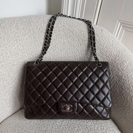 2010 Chanel Classic Jumbo Brown Flap Brown Shoulder Bag