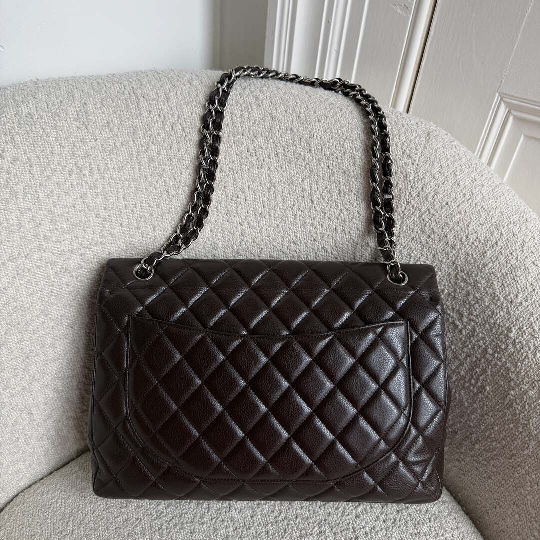 2010 Chanel Classic Jumbo Brown Flap Brown Shoulder Bag