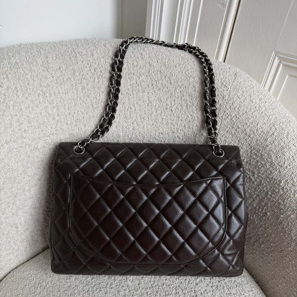 2010 Chanel Classic Jumbo Brown Flap Brown Shoulder Bag