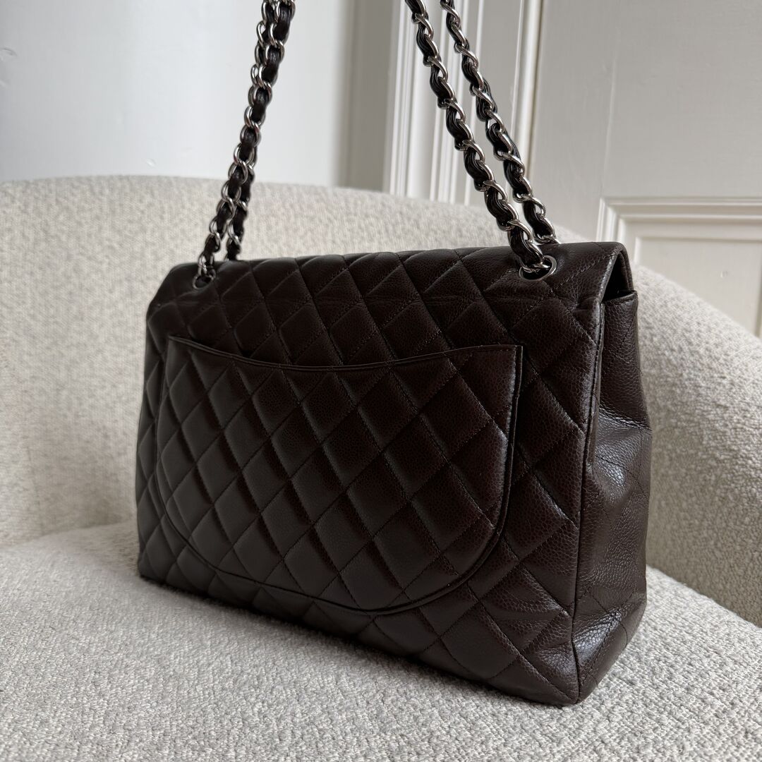 2010 Chanel Classic Jumbo Brown Flap Brown Shoulder Bag