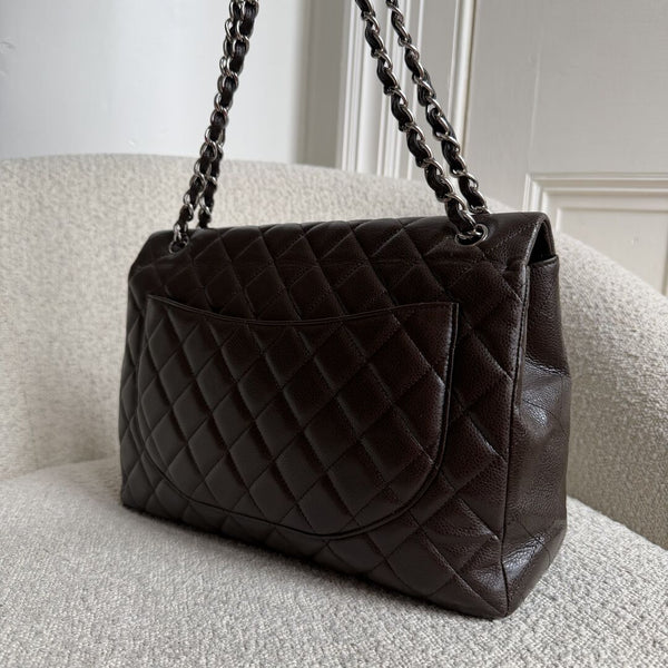 2010 Chanel Classic Jumbo Brown Flap Brown Shoulder Bag
