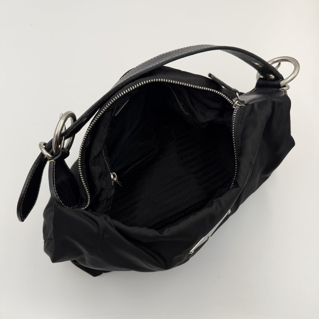 Prada Tessuto Hobo Nylon Black Shoulder Bag
