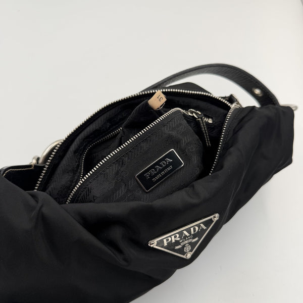 Prada Tessuto Hobo Nylon Black Shoulder Bag