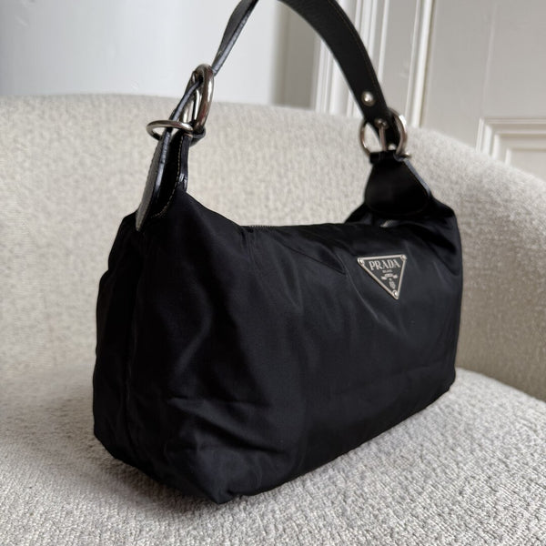 Prada Tessuto Hobo Nylon Black Shoulder Bag