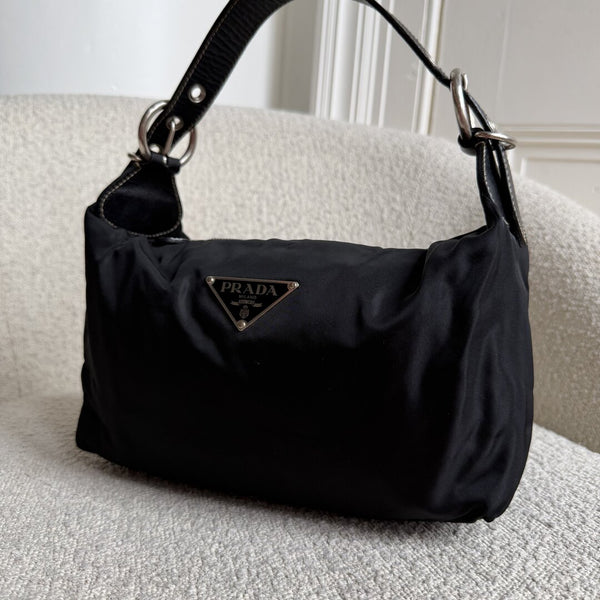 Prada Tessuto Hobo Nylon Black Shoulder Bag