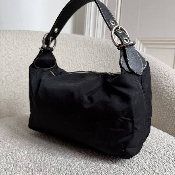 Prada Tessuto Hobo Nylon Black Shoulder Bag