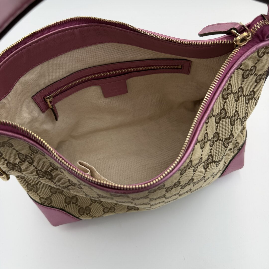 Gucci GG Canvas Heart Brit Pink Shoulder Bag