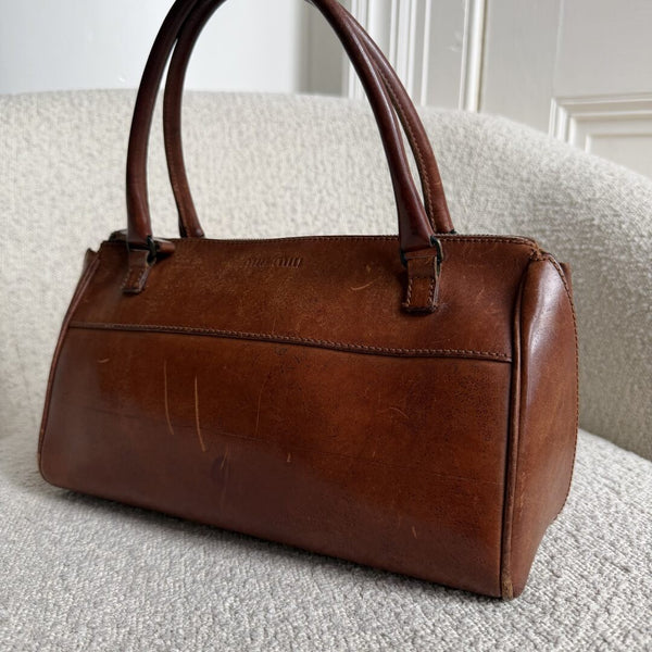 Archive Miu Miu Brown Leather Shoulder Bag
