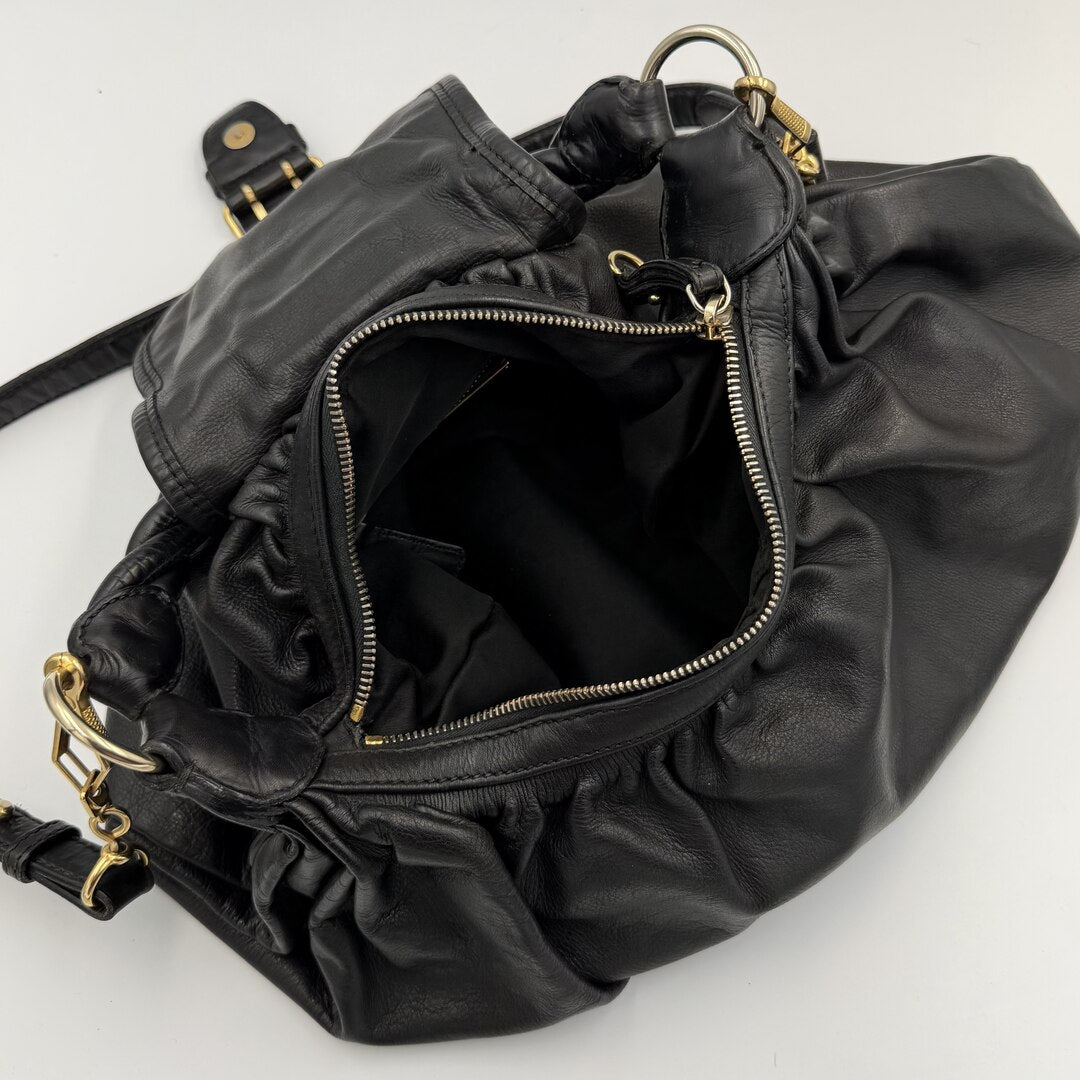 Miu Miu Matelasse Leather Black Shoulder Bag