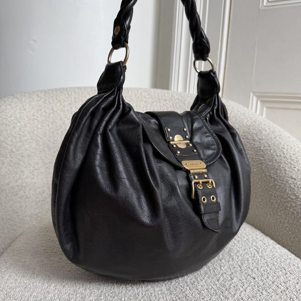 Miu Miu Matelasse Leather Black Shoulder Bag