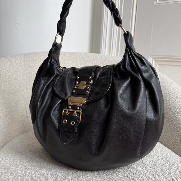 Miu Miu Matelasse Leather Black Shoulder Bag
