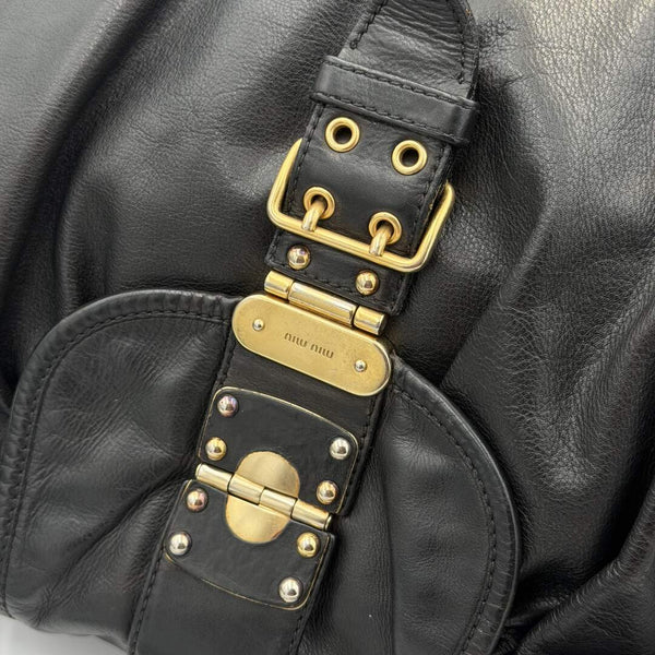 Miu Miu Matelasse Leather Black Shoulder Bag