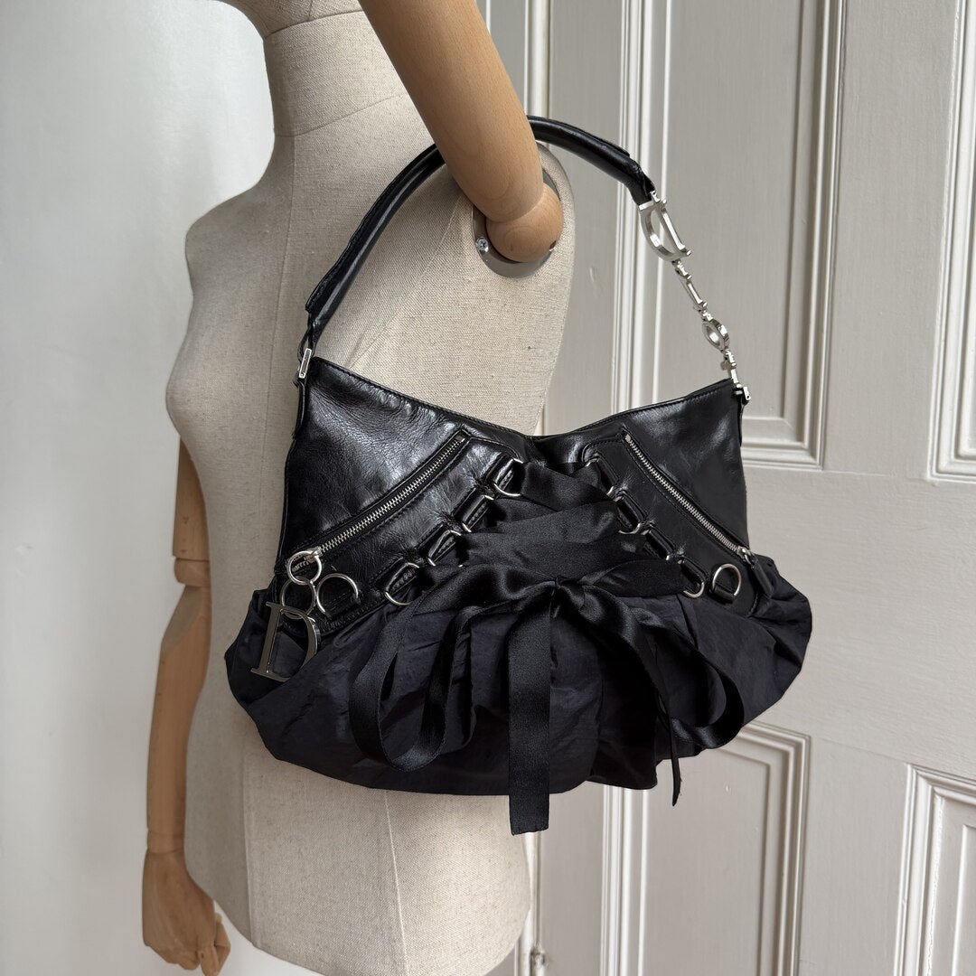 RARE Dior Corset Black Black Leather Shoulder Bag