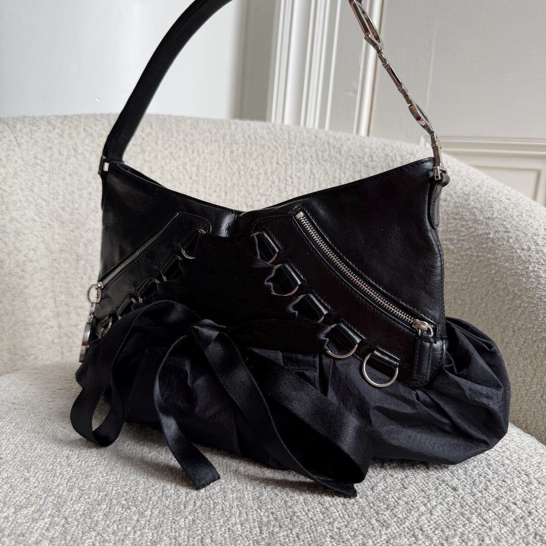 RARE Dior Corset Black Black Leather Shoulder Bag