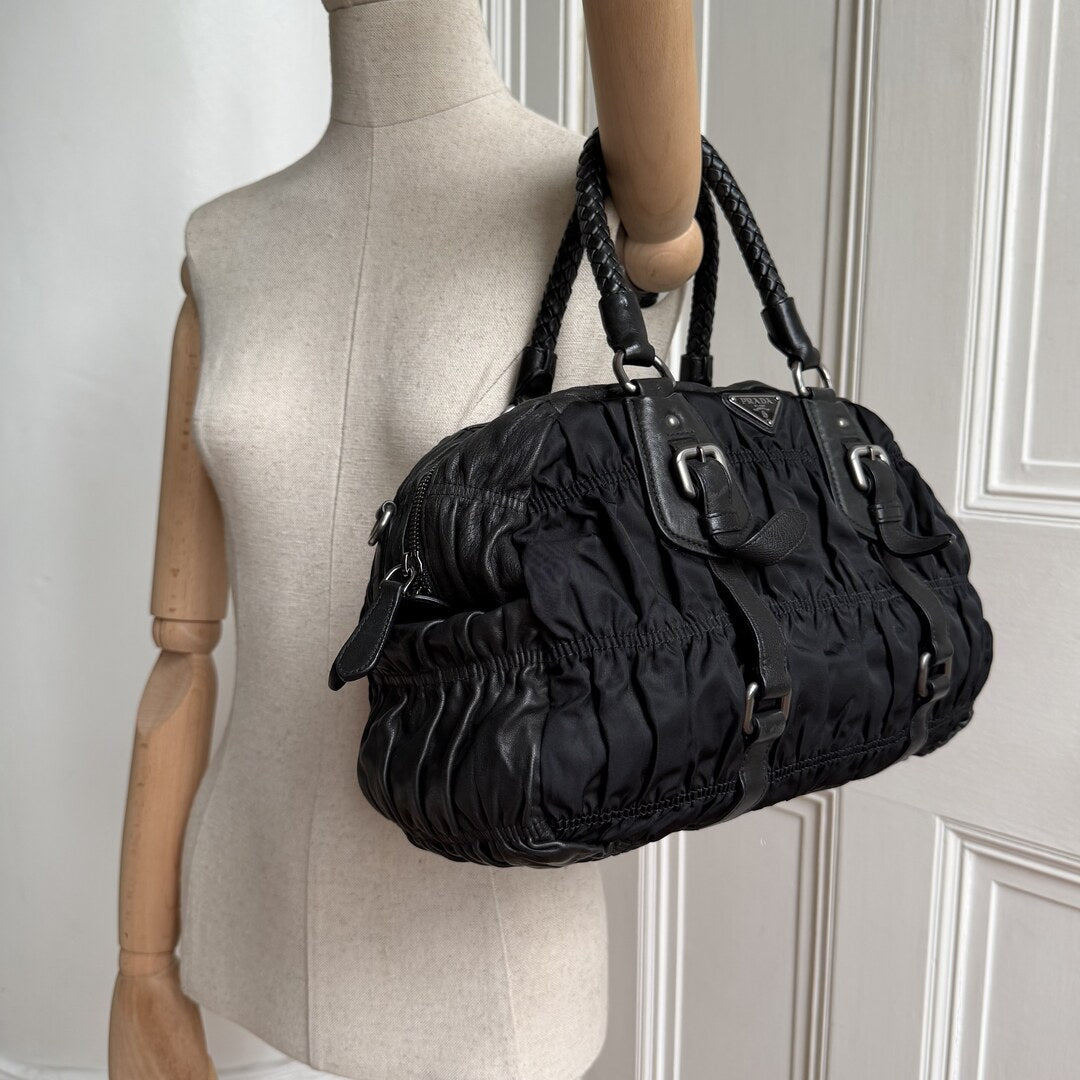 Prada Tessuto Nylon Gaufre Black Handbag