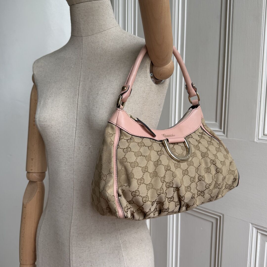 Gucci GG Canvas Abbey Pink Shoulder Bag