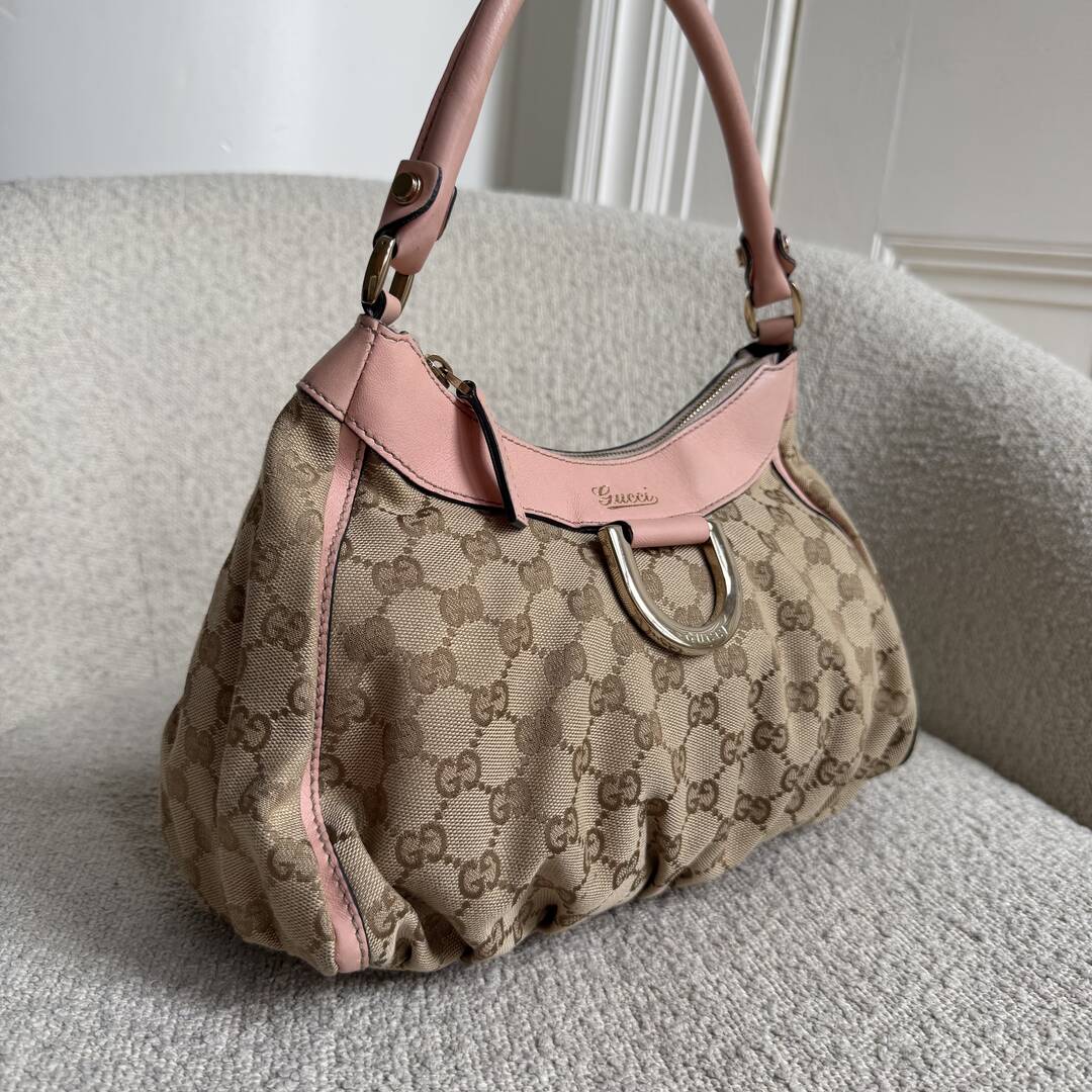 Gucci GG Canvas Abbey Pink Shoulder Bag