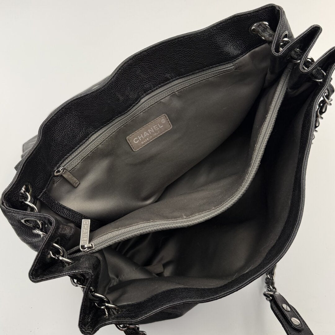 2007 Chanel Caviar Pocket In The City Flap Black Shoulder Bag