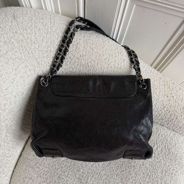 2007 Chanel Caviar Pocket In The City Flap Black Shoulder Bag