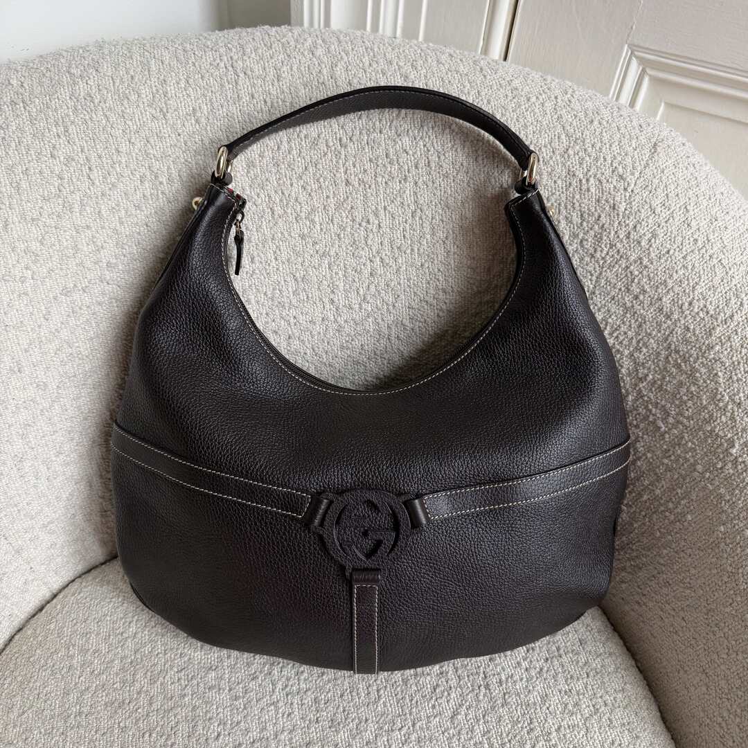 Gucci Hobo Reins Dark Brown Leather Shoulder Bag