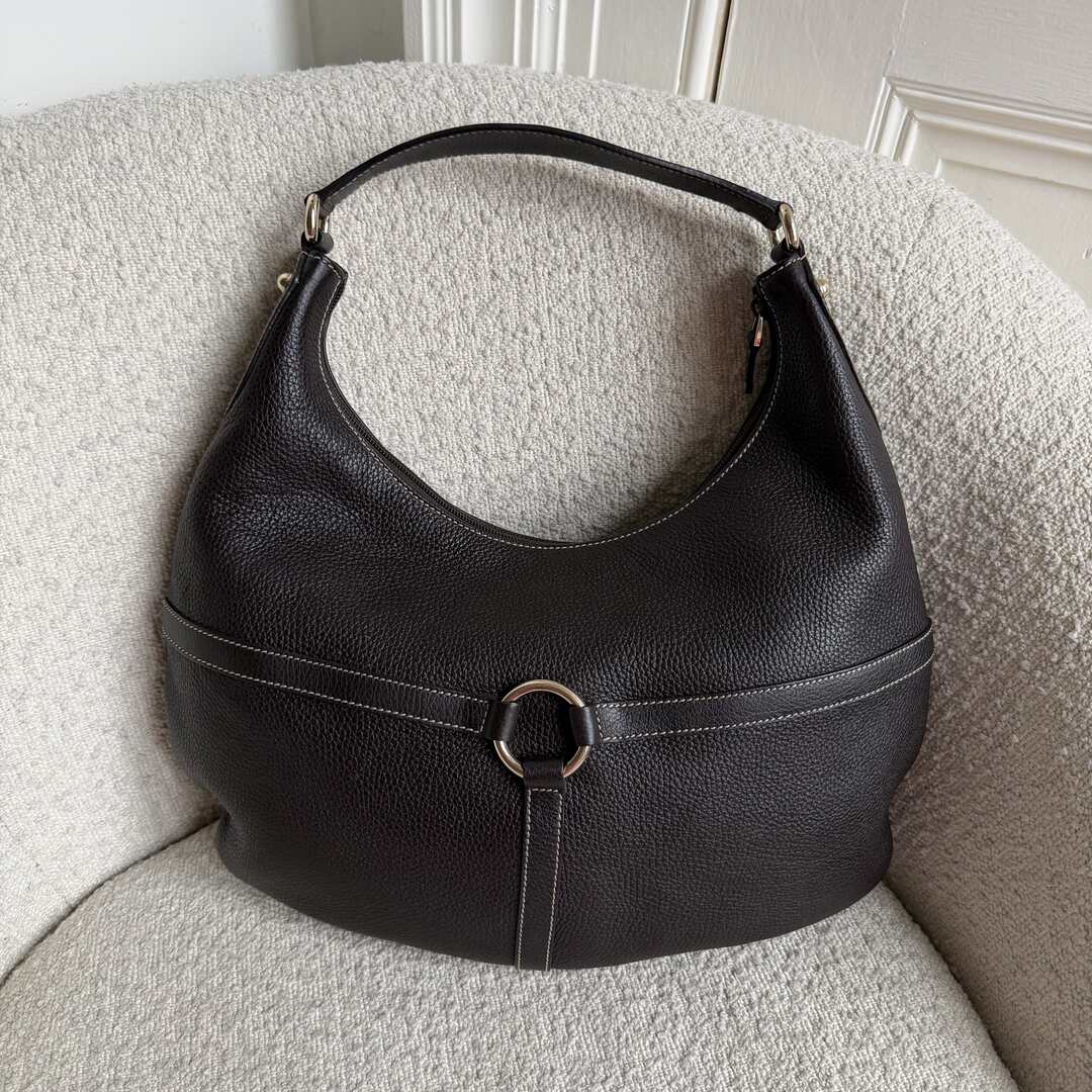 Gucci Hobo Reins Dark Brown Leather Shoulder Bag