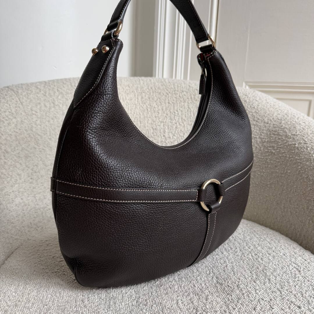 Gucci Hobo Reins Dark Brown Leather Shoulder Bag
