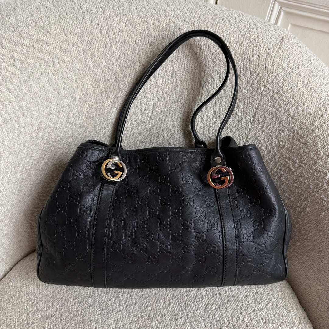 Gucci Guccissima Twins Leather Black Tote Bag