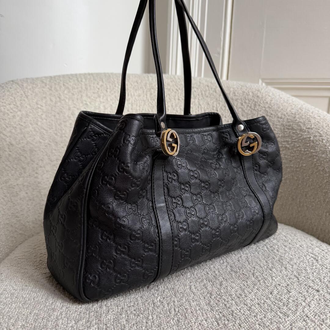 Gucci Guccissima Twins Leather Black Tote Bag