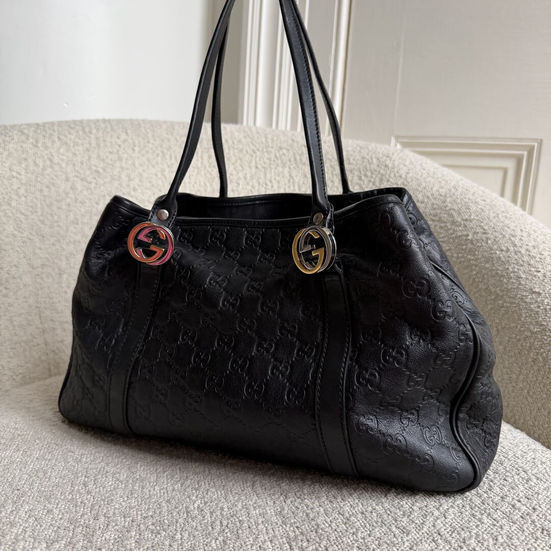 Gucci Guccissima Twins Leather Black Tote Bag