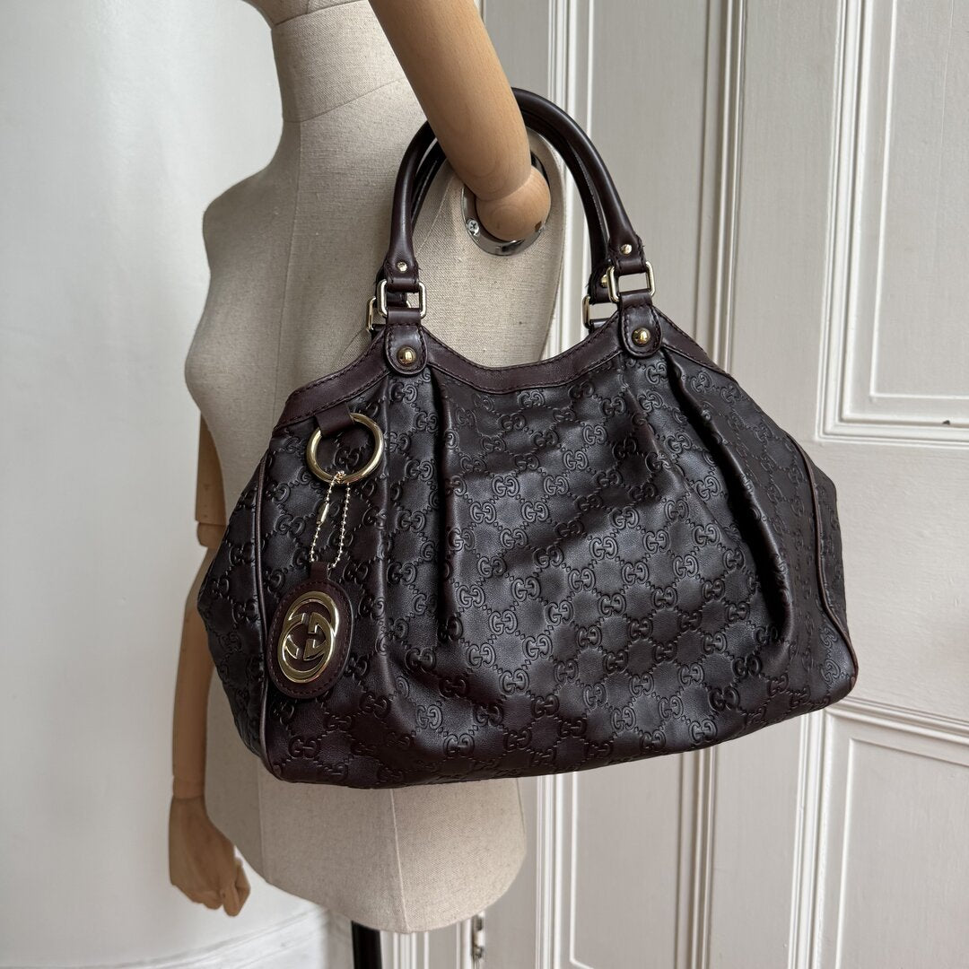 Gucci Guccissima Sukey Leather Brown Tote Bag