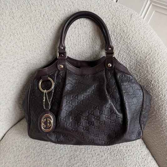 Gucci Guccissima Sukey Leather Brown Tote Bag