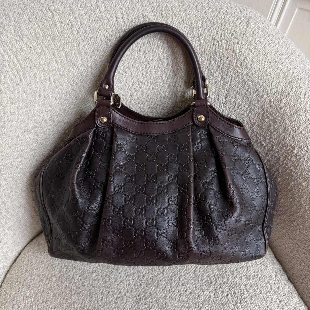Gucci Guccissima Sukey Leather Brown Tote Bag