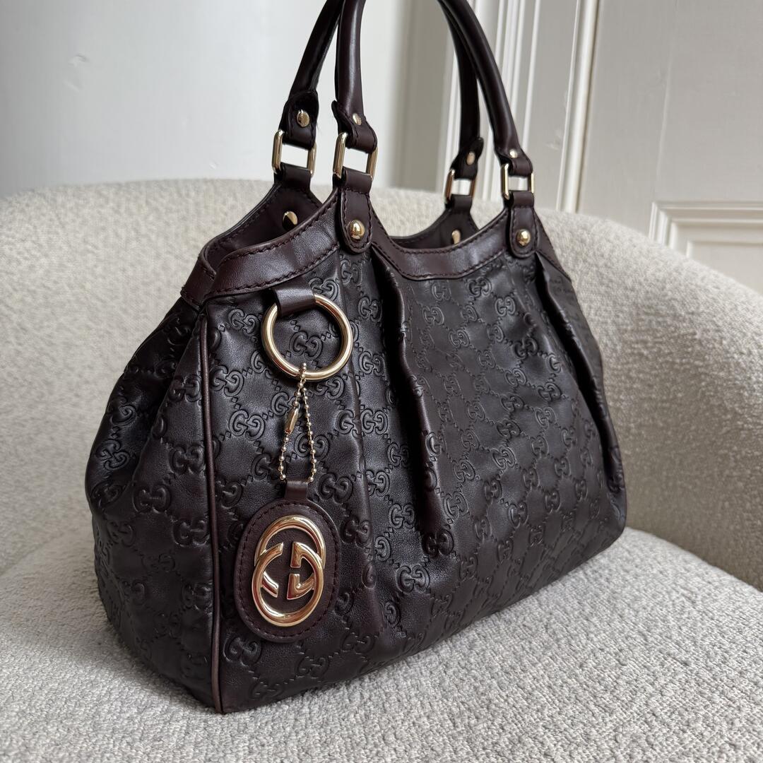 Gucci Guccissima Sukey Leather Brown Tote Bag
