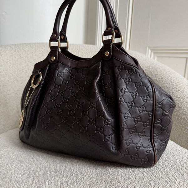 Gucci Guccissima Sukey Leather Brown Tote Bag