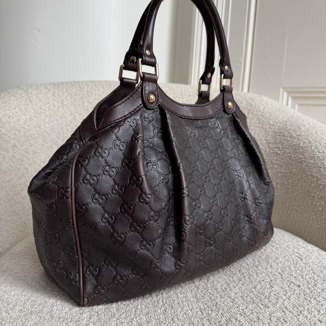 Gucci Guccissima Sukey Leather Brown Tote Bag