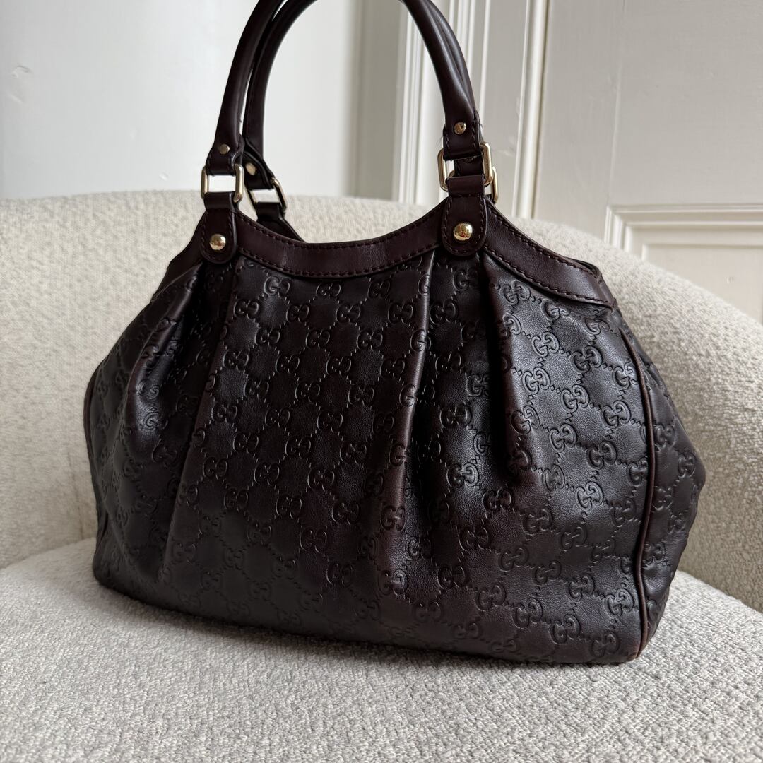 Gucci Guccissima Sukey Leather Brown Tote Bag