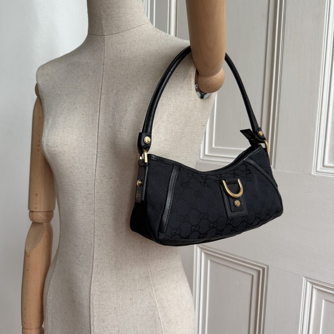 Gucci GG Canvas Mini Abbey D Ring Black Shoulder Bag