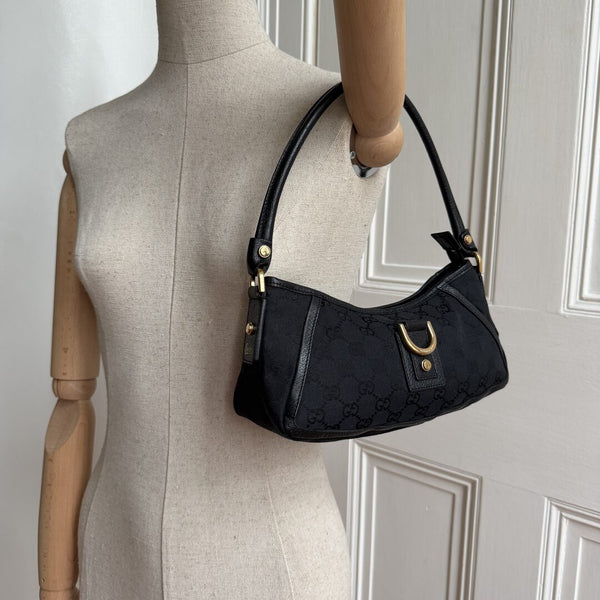Gucci GG Canvas Mini Abbey D Ring Black Shoulder Bag