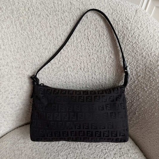 Fendi Zucchino Dark Brown Shoulder Bag