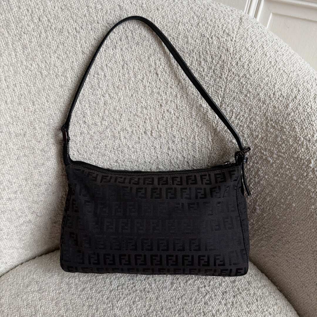 Fendi Zucchino Dark Brown Shoulder Bag