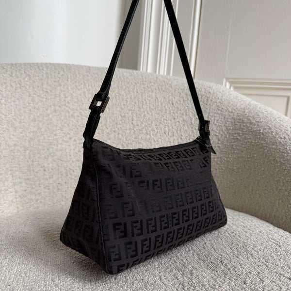 Fendi Zucchino Dark Brown Shoulder Bag