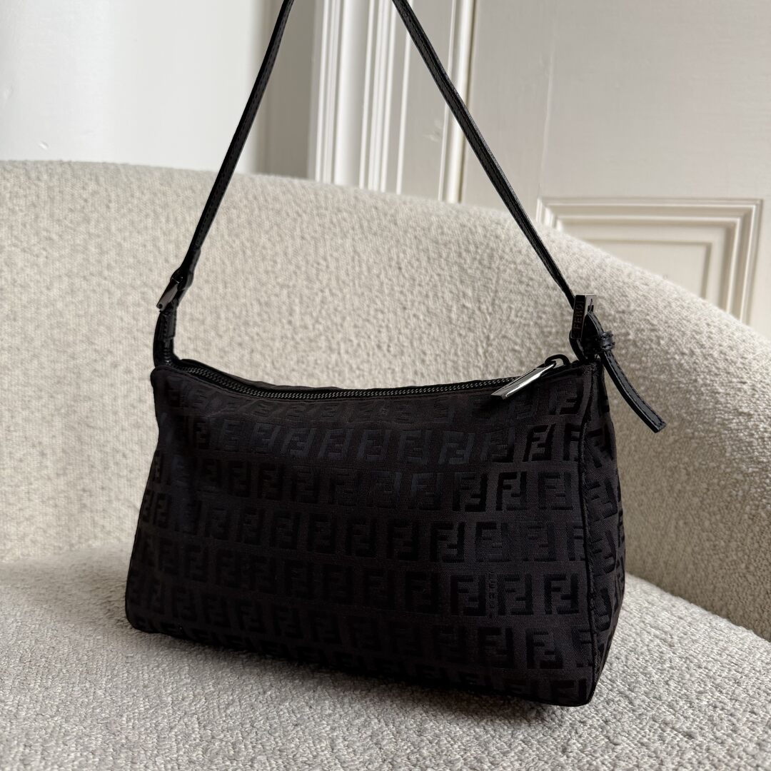 Fendi Zucchino Dark Brown Shoulder Bag