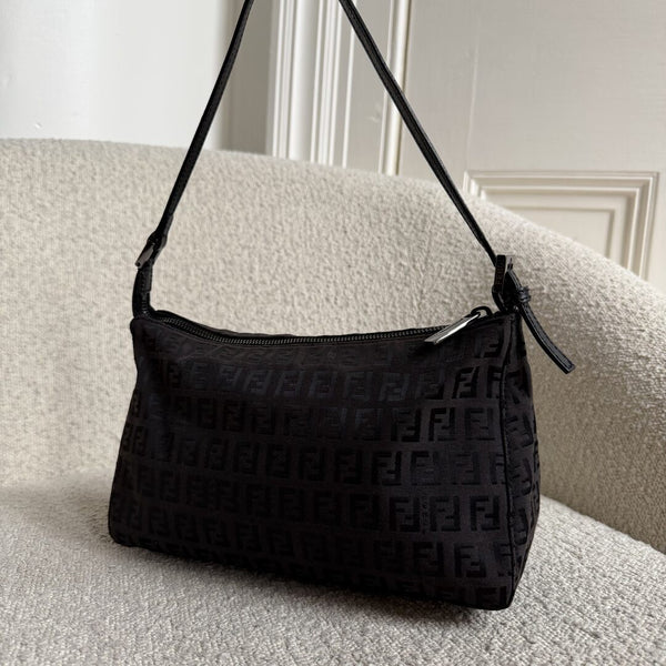 Fendi Zucchino Dark Brown Shoulder Bag
