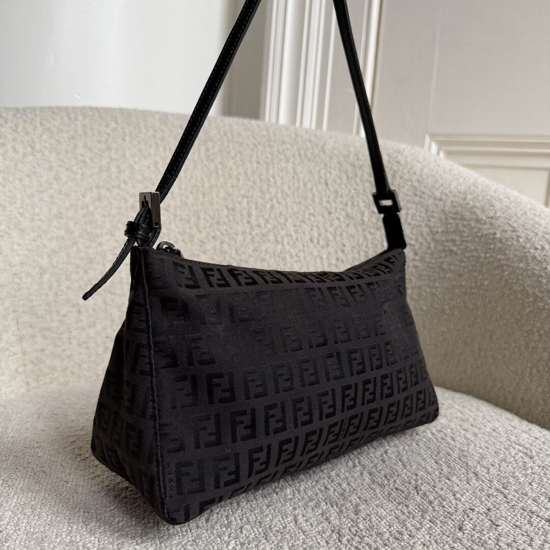 Fendi Zucchino Dark Brown Shoulder Bag