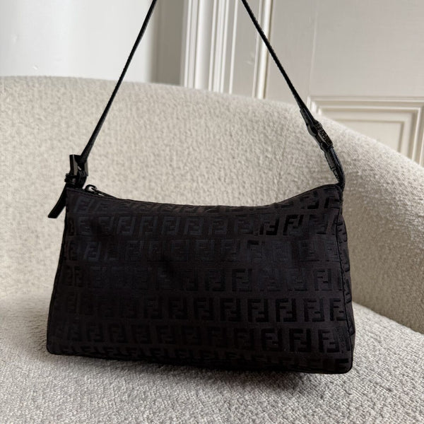 Fendi Zucchino Dark Brown Shoulder Bag